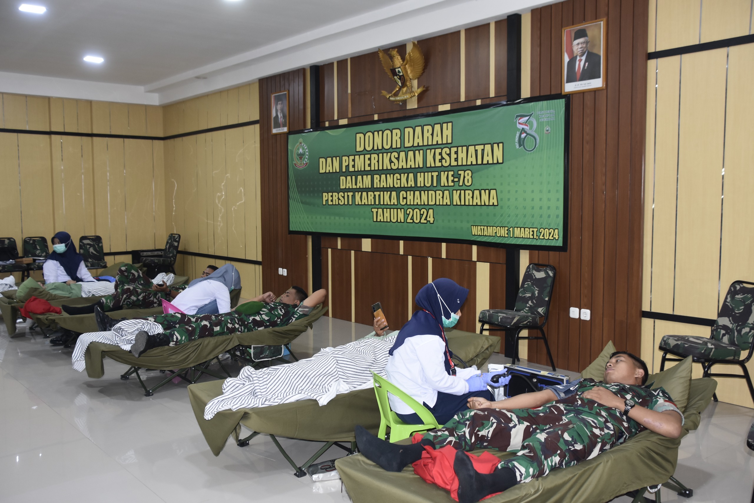 Peringati HUT Ke-78 Persit Korem 141/Tp Gelar Kegiatan Donor Darah Dan Pemeriksaan Kesehatan