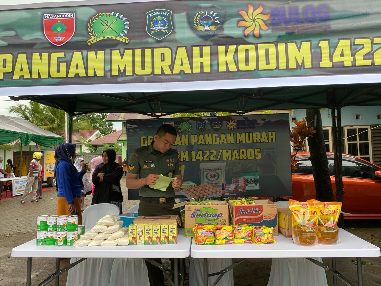 Kodim 1422/Maros Bekerjasama Dinas Pertanian Dan Ketahanan Pangan Gelar Pasar Pangan Murah