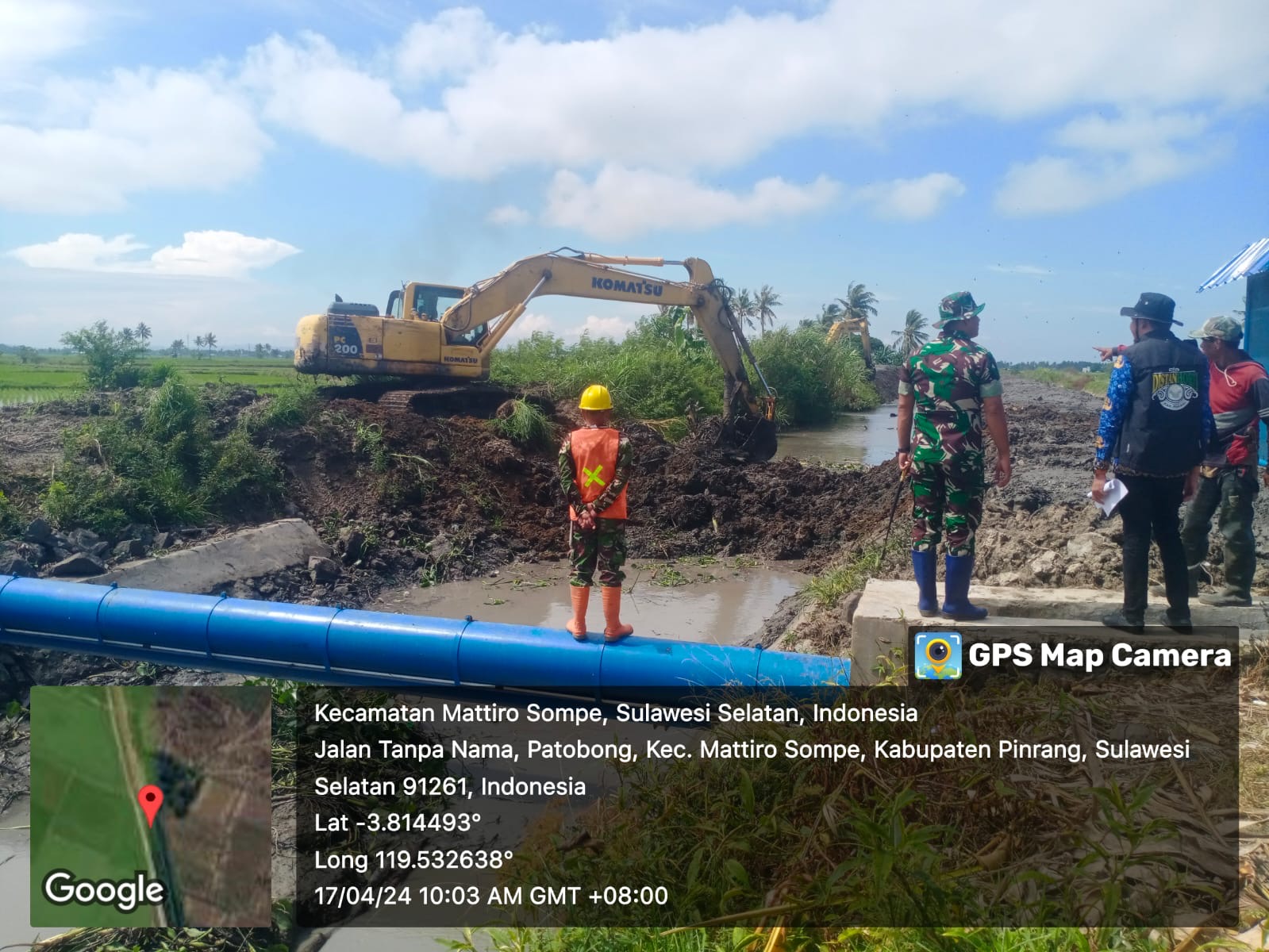 Dandim 1404/Pinrang Bersama Kadistan Kabupaten Pinrang Tinjau Pekerjaan Opla Rawa Di Kecamatan Mattiro Sompe