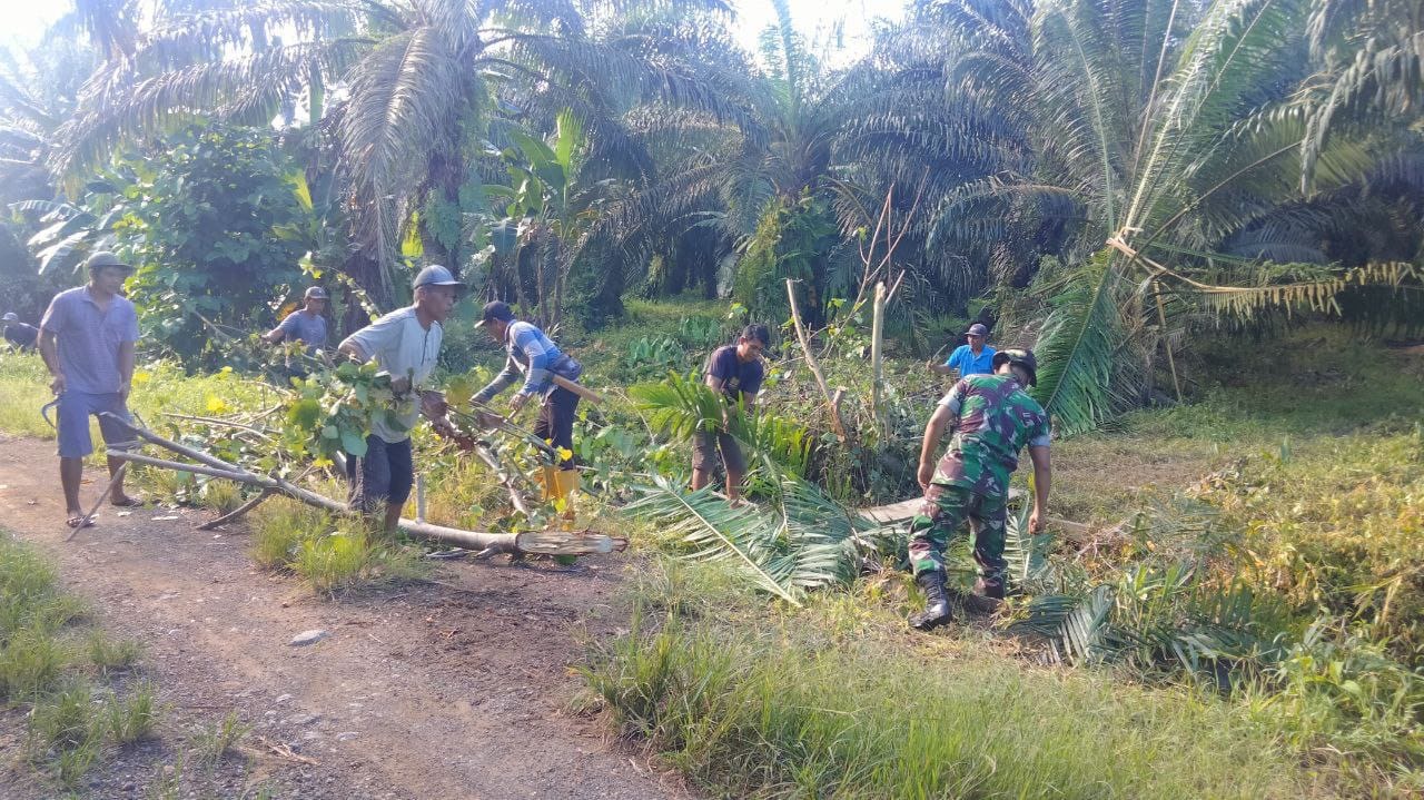 Cegah Banjir! Babinsa Koramil 1418-04/Budong-Budong dan Masyarakat Bersatu Bersihkan Saluran Air