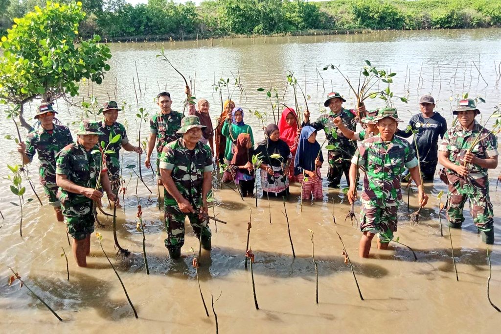 Menjaga Kelestarian Alam, Personil Koramil Binamu Tanam Pohon Mangrove