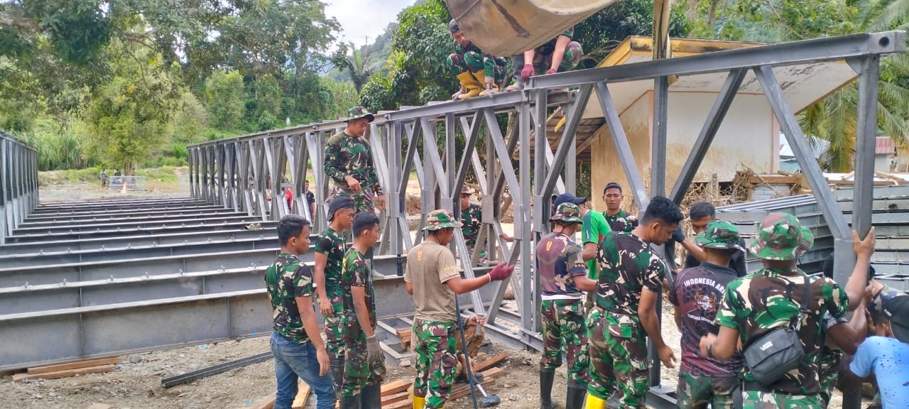 Respon Cepat Pasca Bencana Banjir, Pembangunan Jembatan Bailey Oleh Yon Zipur 8/SMG, Sudah Mencapai 60 Persen