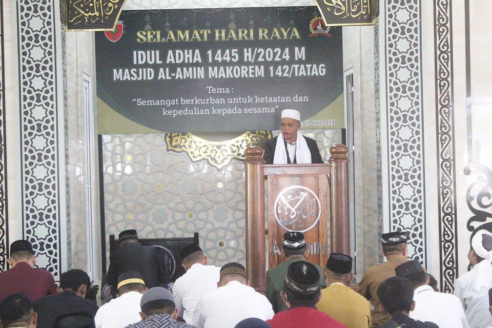 Keluarga Besar Korem 142/Tatag Laksanakan Shalat Idul Adha 1445 H/2024 M