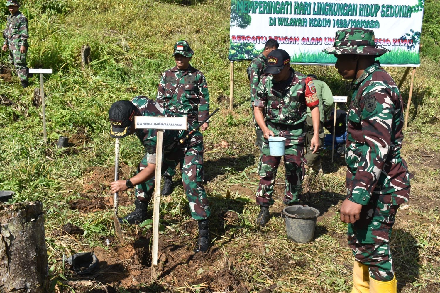 Dalam rangka Hari lingkungan hidup sedunia, kodim 1428/Mamasa melaksanakan penanaman pohon