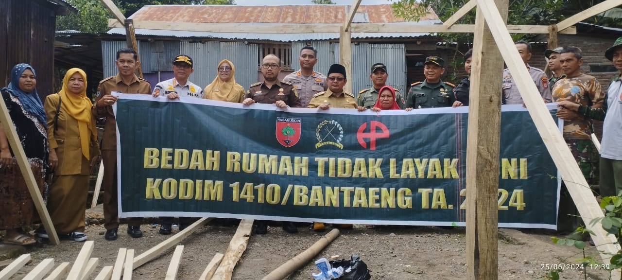 Dandim 1410 Bantaeng Bersama Forkompimda Lakukan Peninjauan Bedah Rumah RTLH di Desa Kaloling