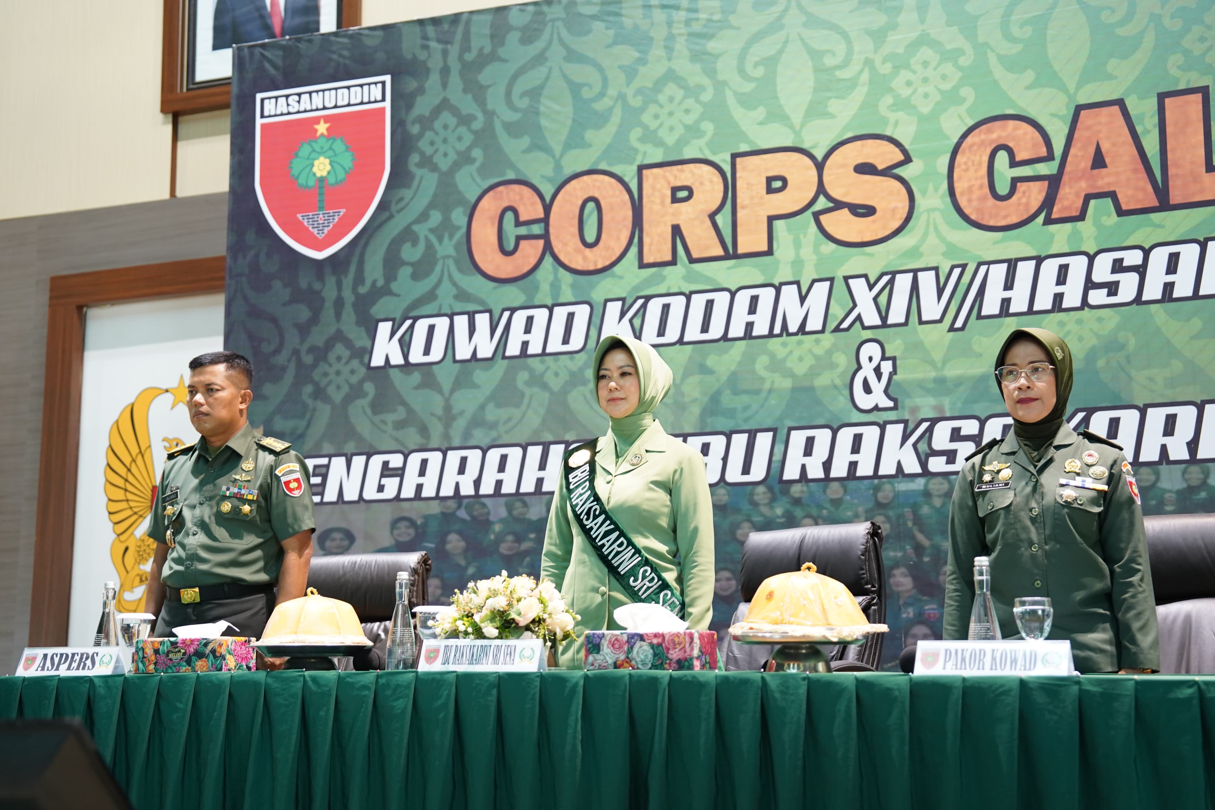 Aspers Kasdam XIV/Hsn Bersama Ibu Raksakarini Sri Sena dan Pakor Kowad Pimpin Acara Corps Call Kowad Kodam XIV/Hsn